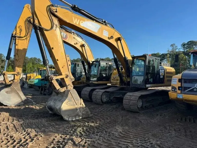 Excavator and construction equipment at a work site